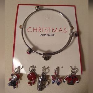 LAURA JANELLE Christmas Adjustable Bracelet with 5 Different Charms